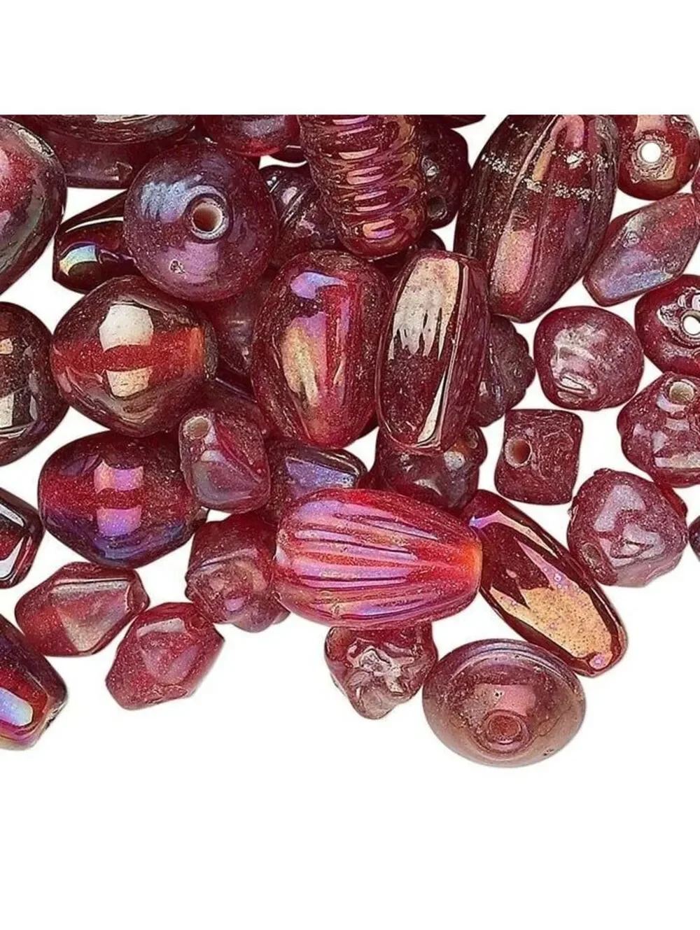 50g Bulk Handcrafted India Lampwork Glass Beads Mix Red Luster